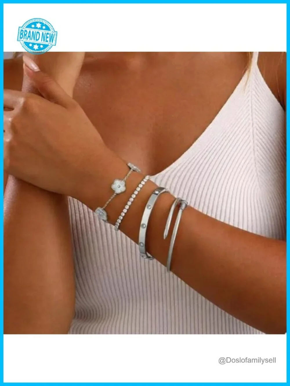 4 Pc Stackable Gold Plated Bangle Bracelet Set with CZ Stones